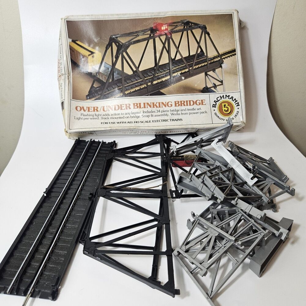 Bachmann HO Over Under Blinking Bridge & Trestle Set Kit 3029 Snap Fit